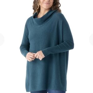 Smartwool Edgewood Merino Wool Poncho Teal Cowl Neck Sweater